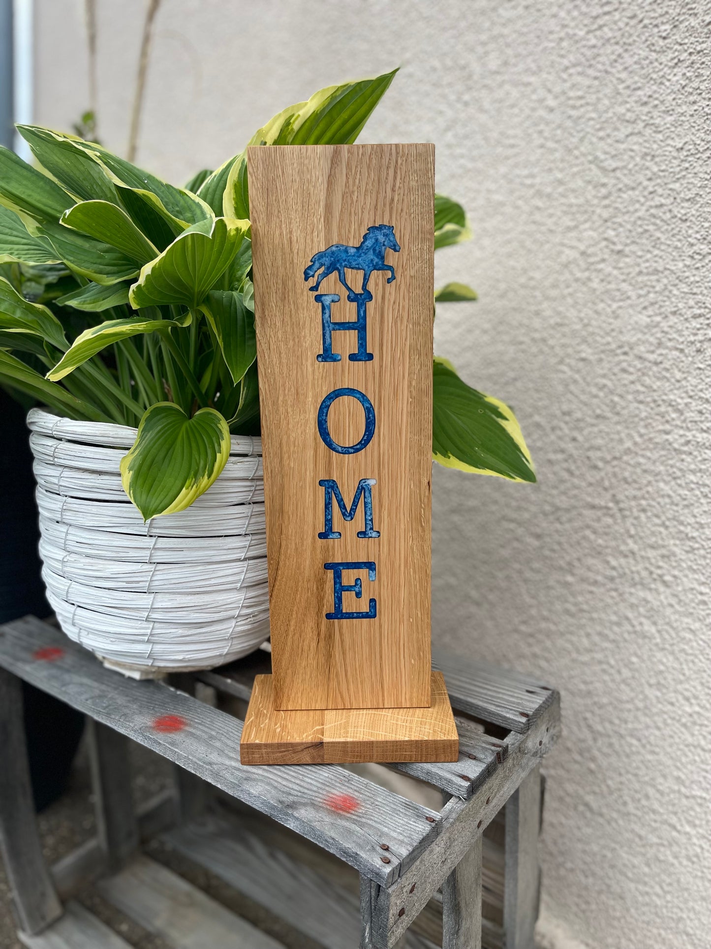 Epoxid-Stele "Home", blau weiß 02