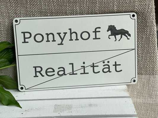 Stallschild "Ponyhof / Realität" mit Tölter