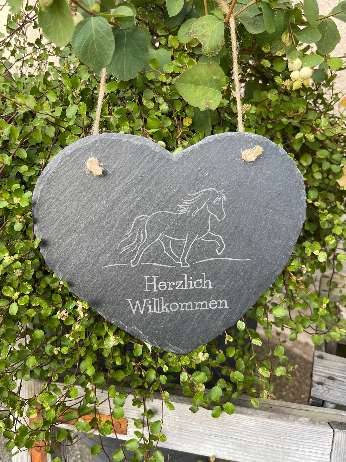 Schieferherz "Herzlich Willkommen"