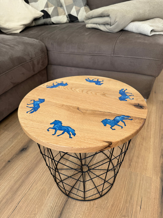 Epoxid Beistelltisch „Tölter", blau weiß 02