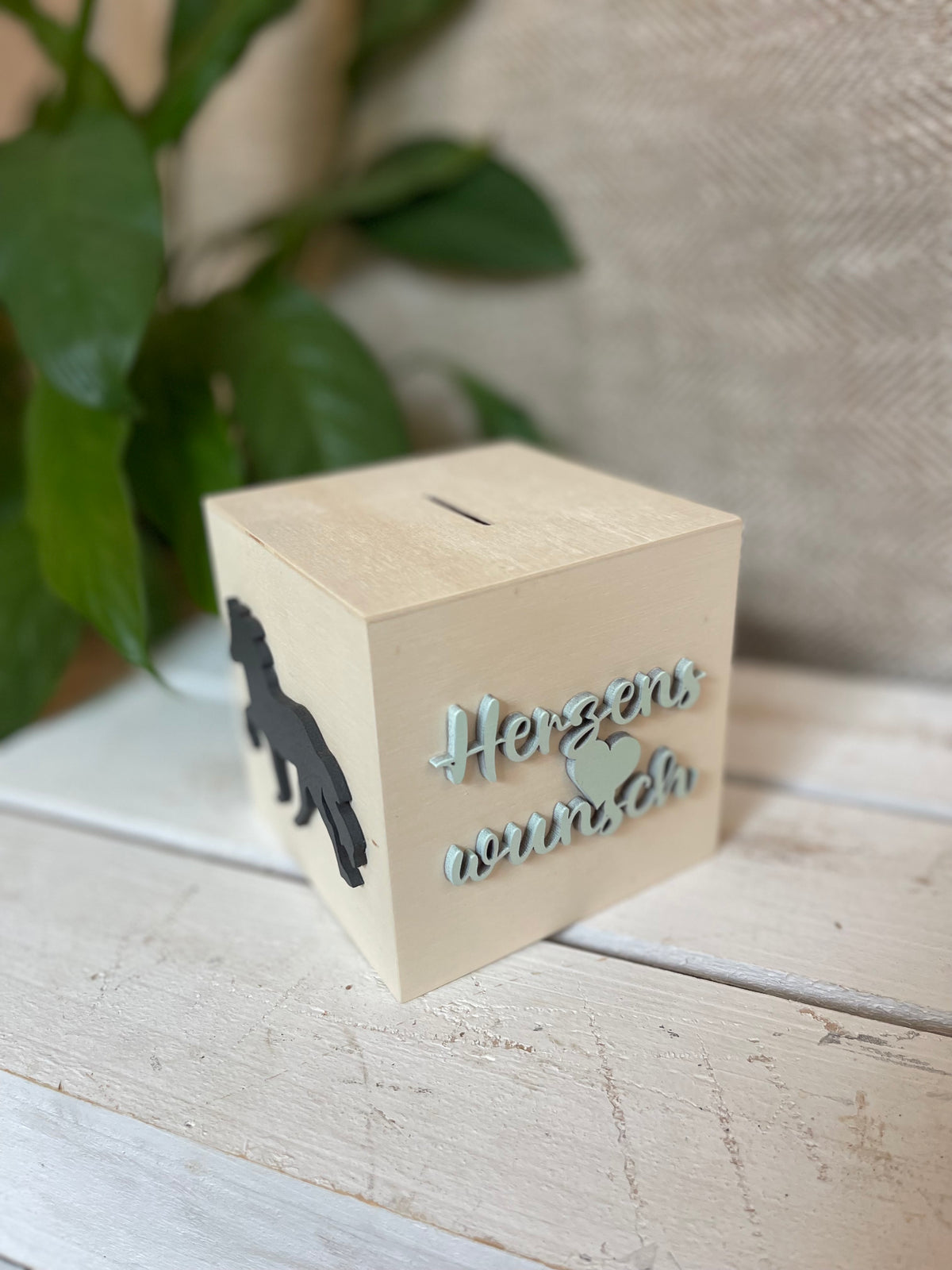 Spardose Herzenwunsch „schwarz mint“