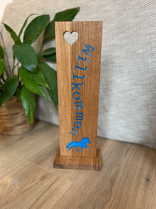 Epoxid-Stele "Willkommen", blau weiß 02