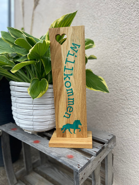 Epoxid-Stele "Willkommen", türkis, B-Ware