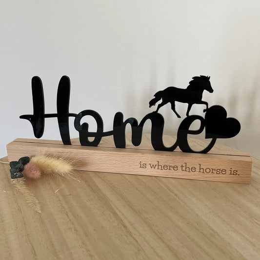 Aufsteller aus Acryl "Home" mit Tölter