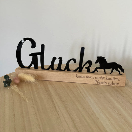 Aufsteller aus Acryl "Glück" mit Tölter