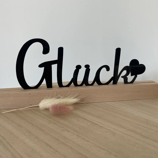 Aufsteller aus Acryl "Glück" mit Herz