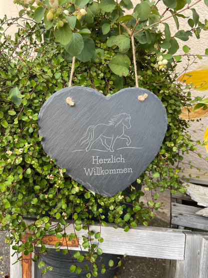 Schieferherz "Herzlich Willkommen"