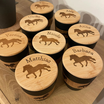 Trinkbecher mit Korkgriff und Bambusdeckel