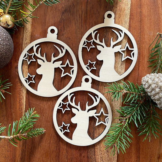 Christbaumkugel "Rentier mit Sterne"