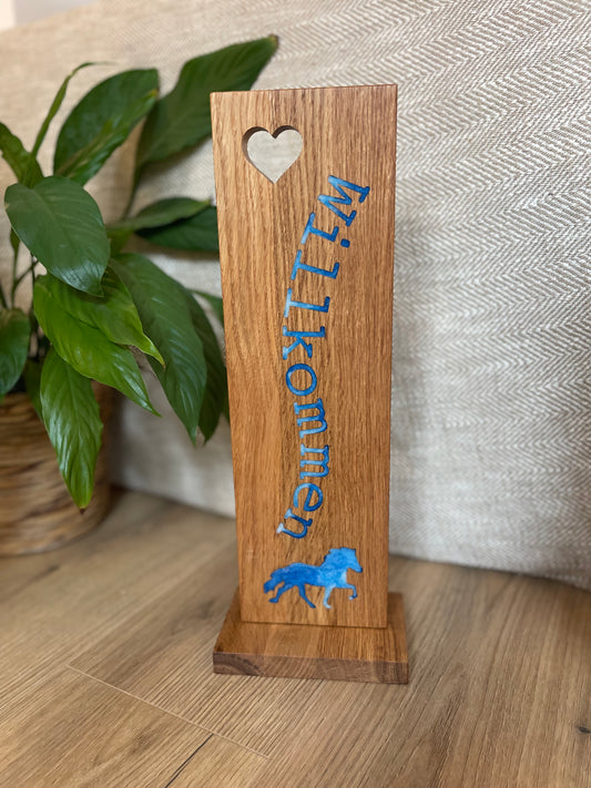 Epoxid-Stele "Willkommen", blau weiß 01