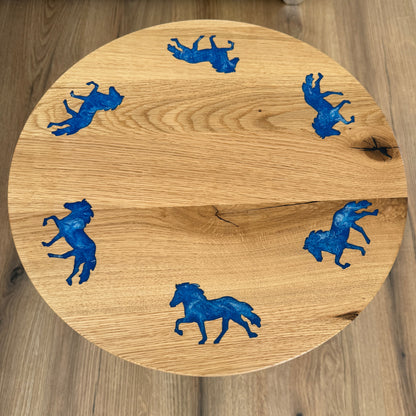 Epoxid Beistelltisch „Tölter", blau weiß 02
