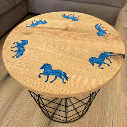 Epoxid Beistelltisch „Tölter", blau weiß 01