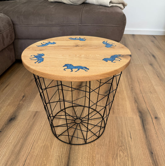 Epoxid Beistelltisch „Tölter", blau weiß 01