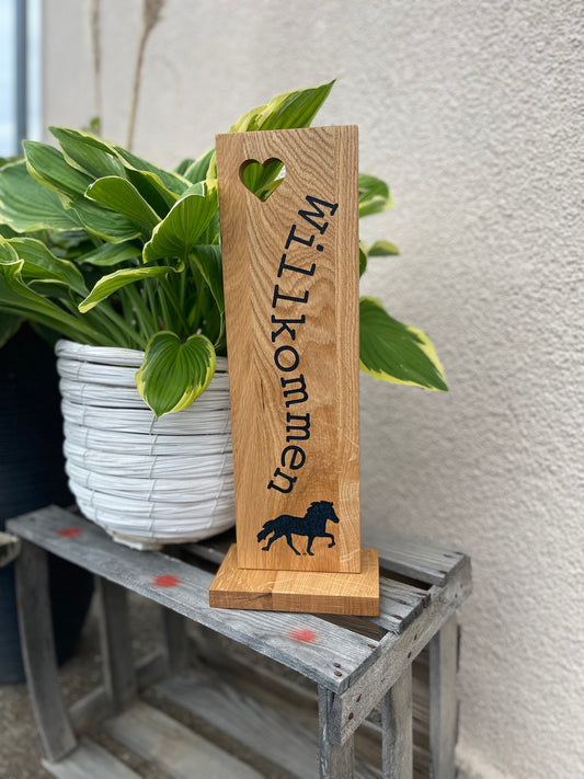 Epoxid-Stele "Willkommen", blau schwarz