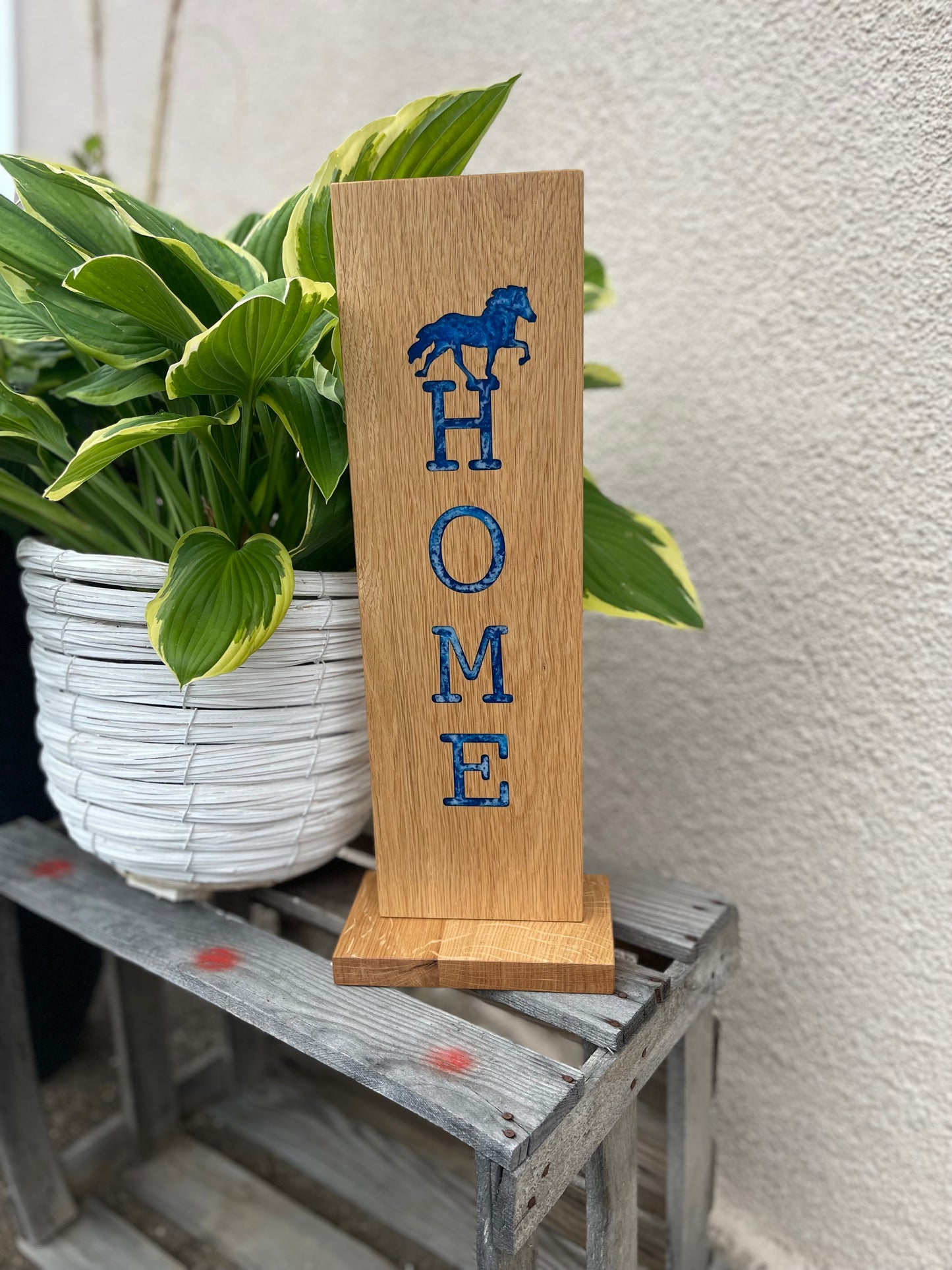Epoxid-Stele "Home", blau weiß 01