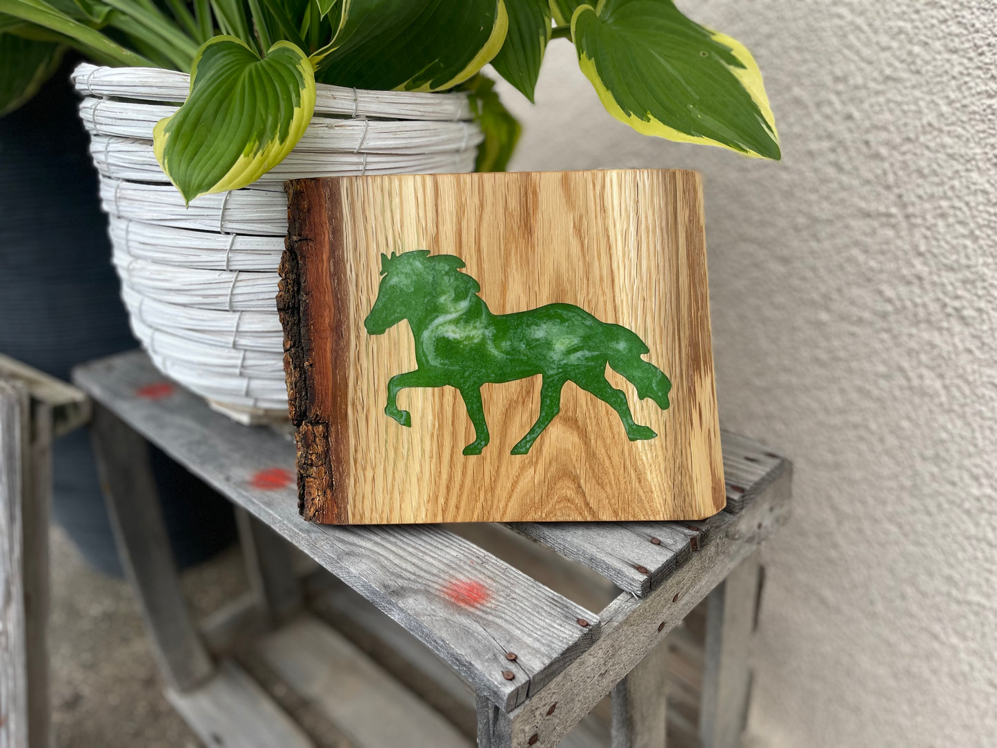 Epoxid Dekoboard Tölter, grün weiß