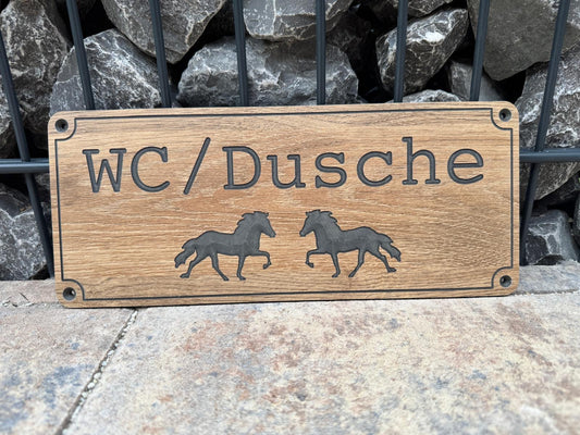 Individuelles Stallschild mit zwei Töltern und Namen