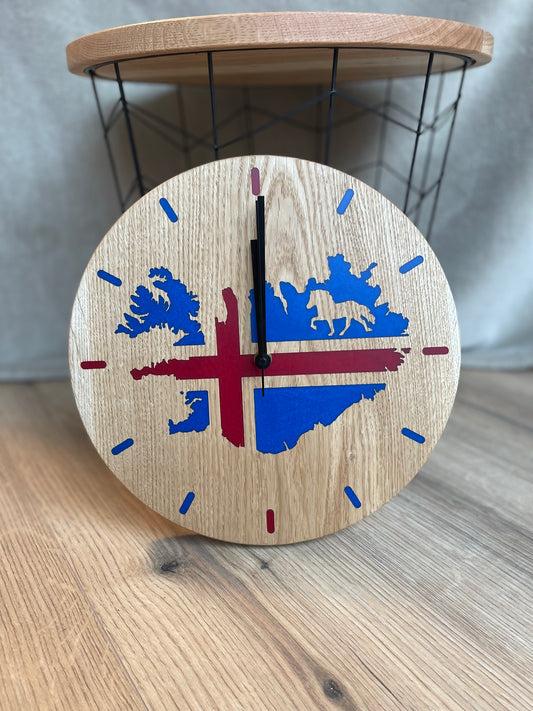Epoxid Uhr "Islandflagge", blau rot 01