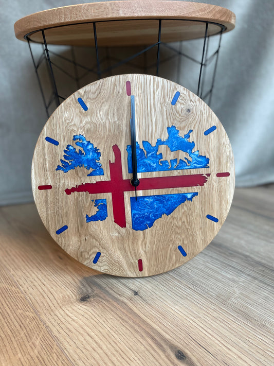 Epoxid Uhr "Islandflagge", blau weiß rot 02