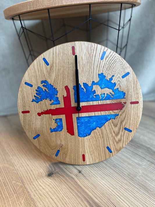 Epoxid Uhr "Islandflagge", blau weiß rot 05