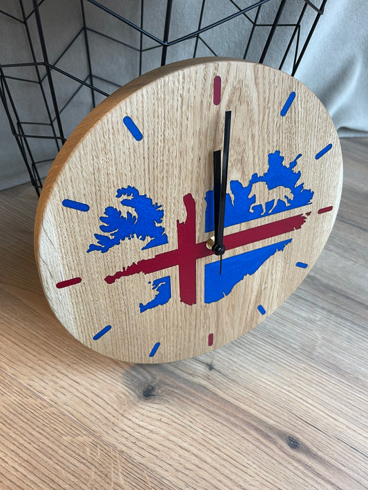 Epoxid Uhr "Islandflagge", blau rot 01