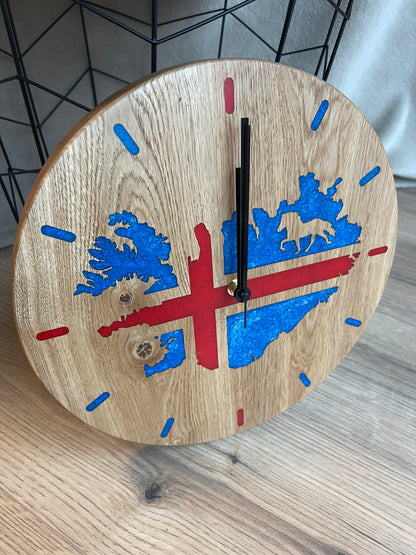 Epoxid Uhr "Islandflagge", blau weiß rot 03