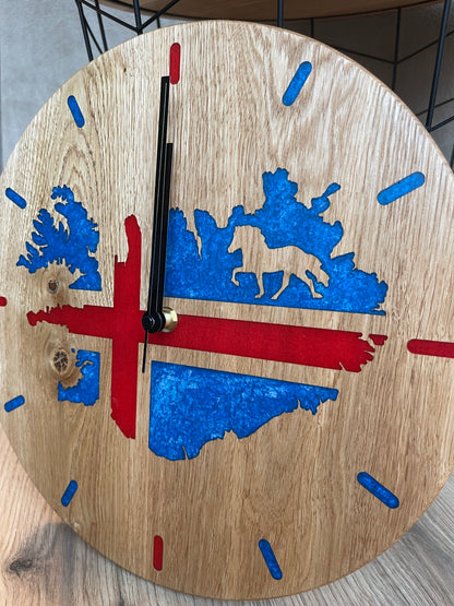 Epoxid Uhr "Islandflagge", blau weiß rot 03