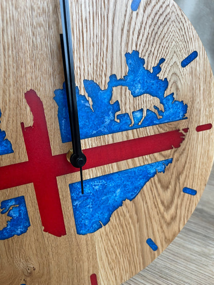 Epoxid Uhr "Islandflagge", blau weiß rot 05