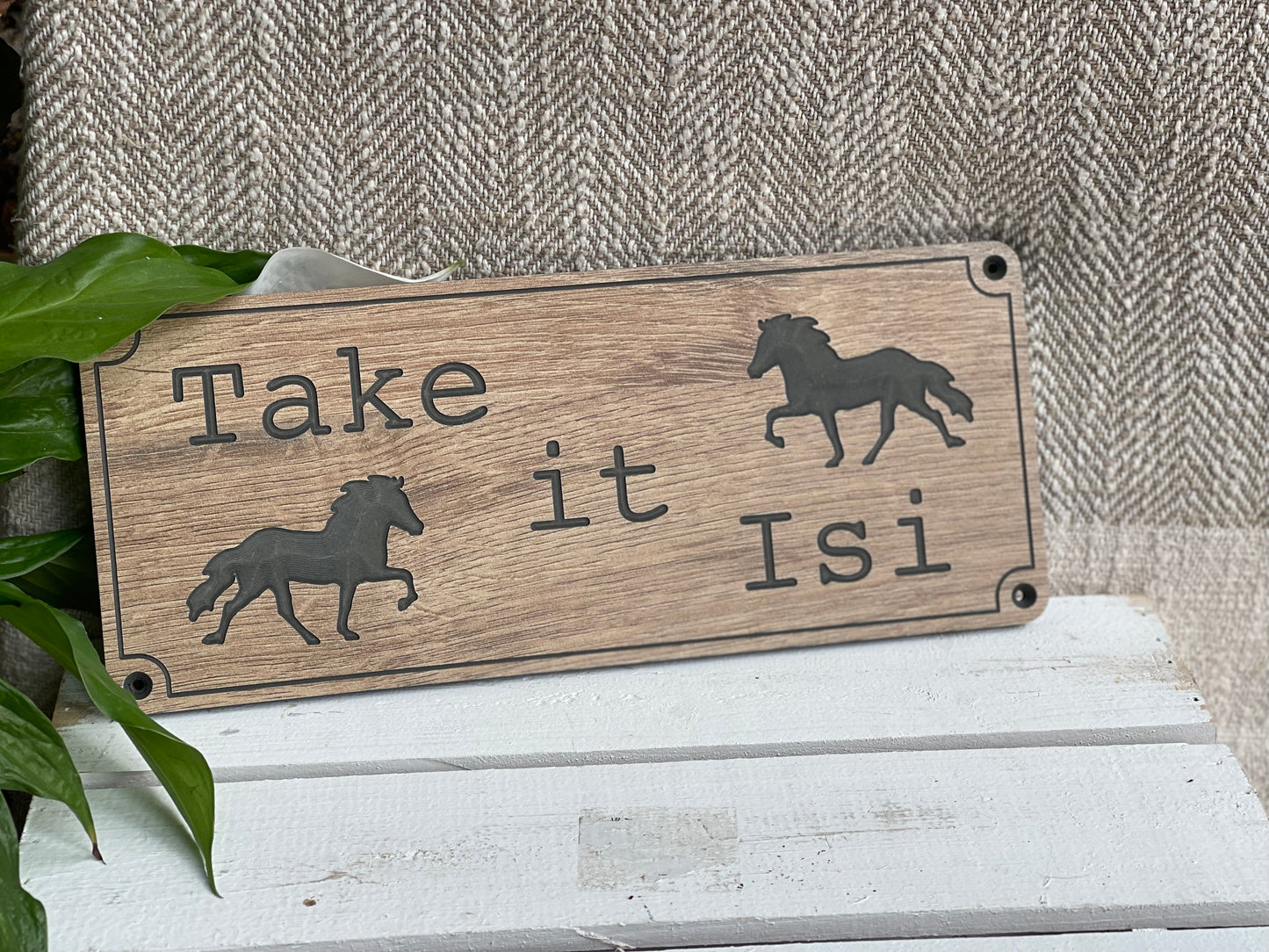 Stallschild „Take it Isi“ mit Töltern