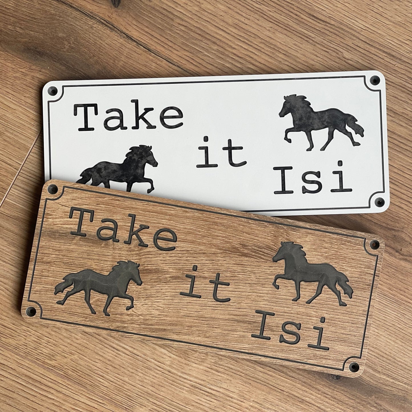 Stallschild „Take it Isi“ mit Töltern