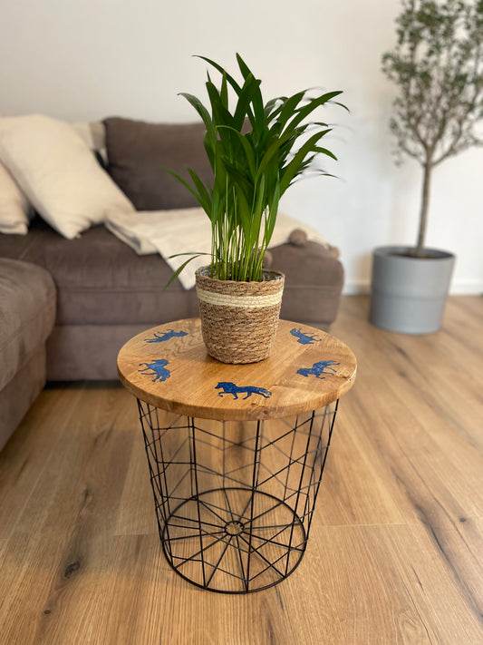 Epoxid Beistelltisch „Tölter", blau weiß 01