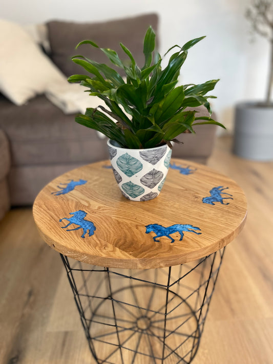 Epoxid Beistelltisch „Tölter", blau weiß 02