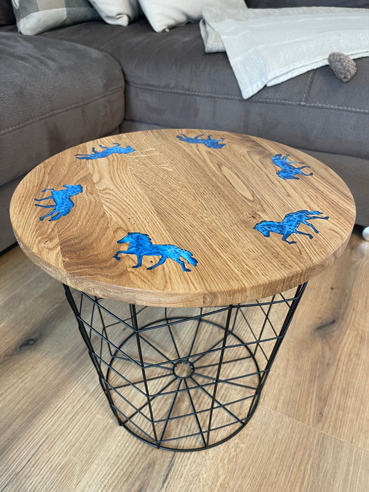 Epoxid Beistelltisch „Tölter", blau weiß 02