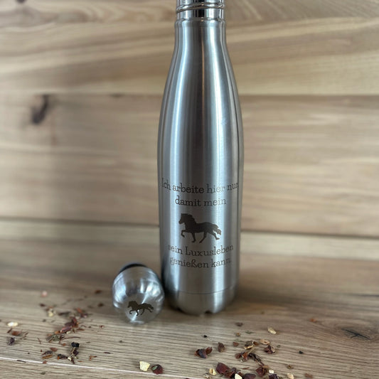 Isolierflasche aus Edelstahl "Ich arbeite hier nur, ..."