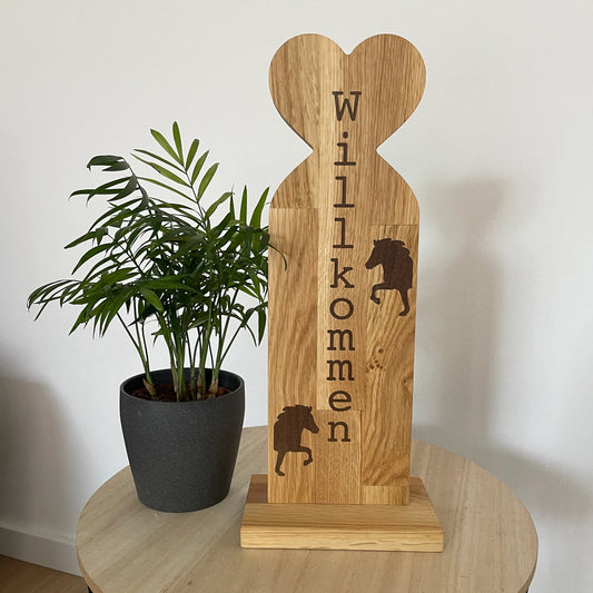 Epoxid-Stele "Willkommen & Herz", braun