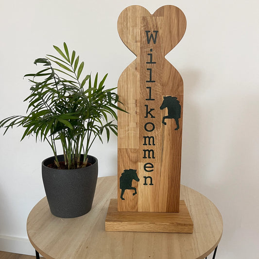 Epoxid-Stele "Willkommen & Herz", grün