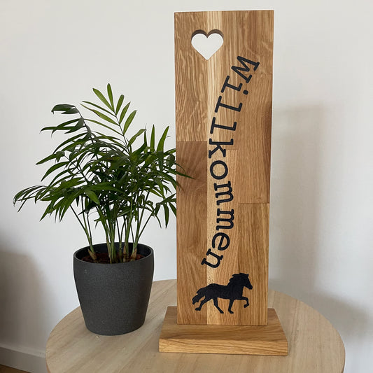 Epoxid-Stele "Willkommen", blau schwarz