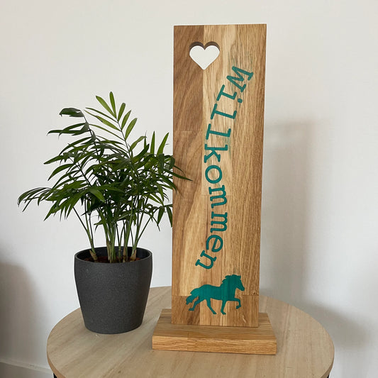 Epoxid-Stele "Willkommen", türkis, B-Ware