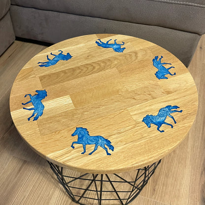 Epoxid Beistelltisch „Tölter“, blau weiß