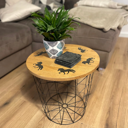 Epoxid Beistelltisch „Tölter“, schwarz silber