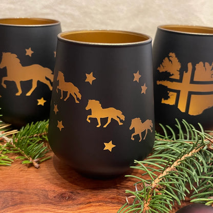 Windlicht aus Glas, schwarz