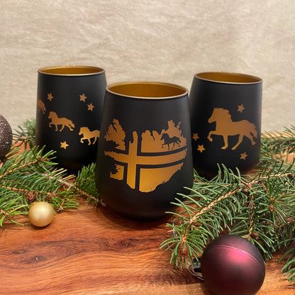 Windlicht aus Glas, schwarz