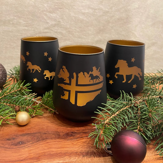 Windlicht aus Glas, schwarz