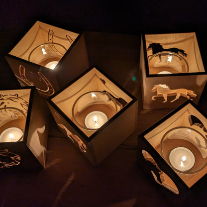 Windlicht aus Holz mit Wunschmotiv