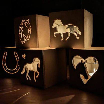 Windlicht aus Holz mit Wunschmotiv