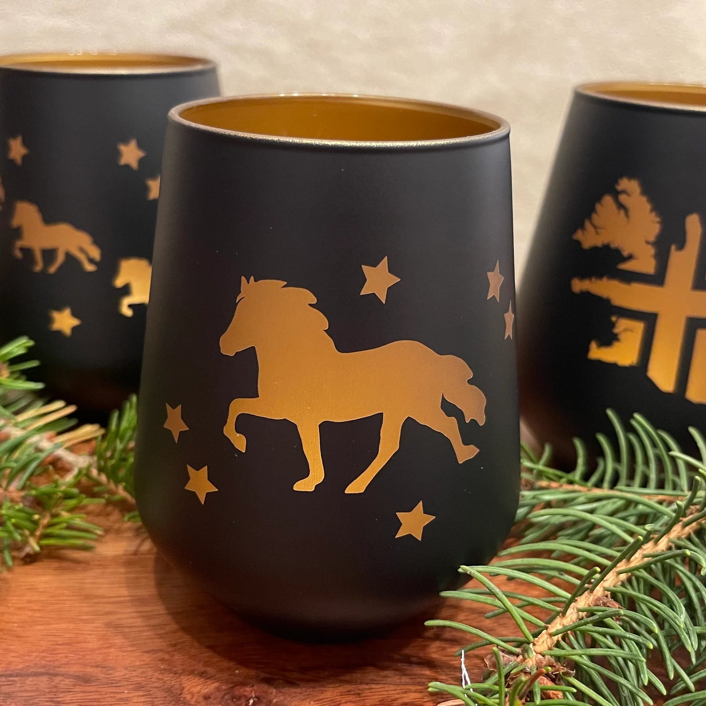 Windlicht aus Glas, schwarz