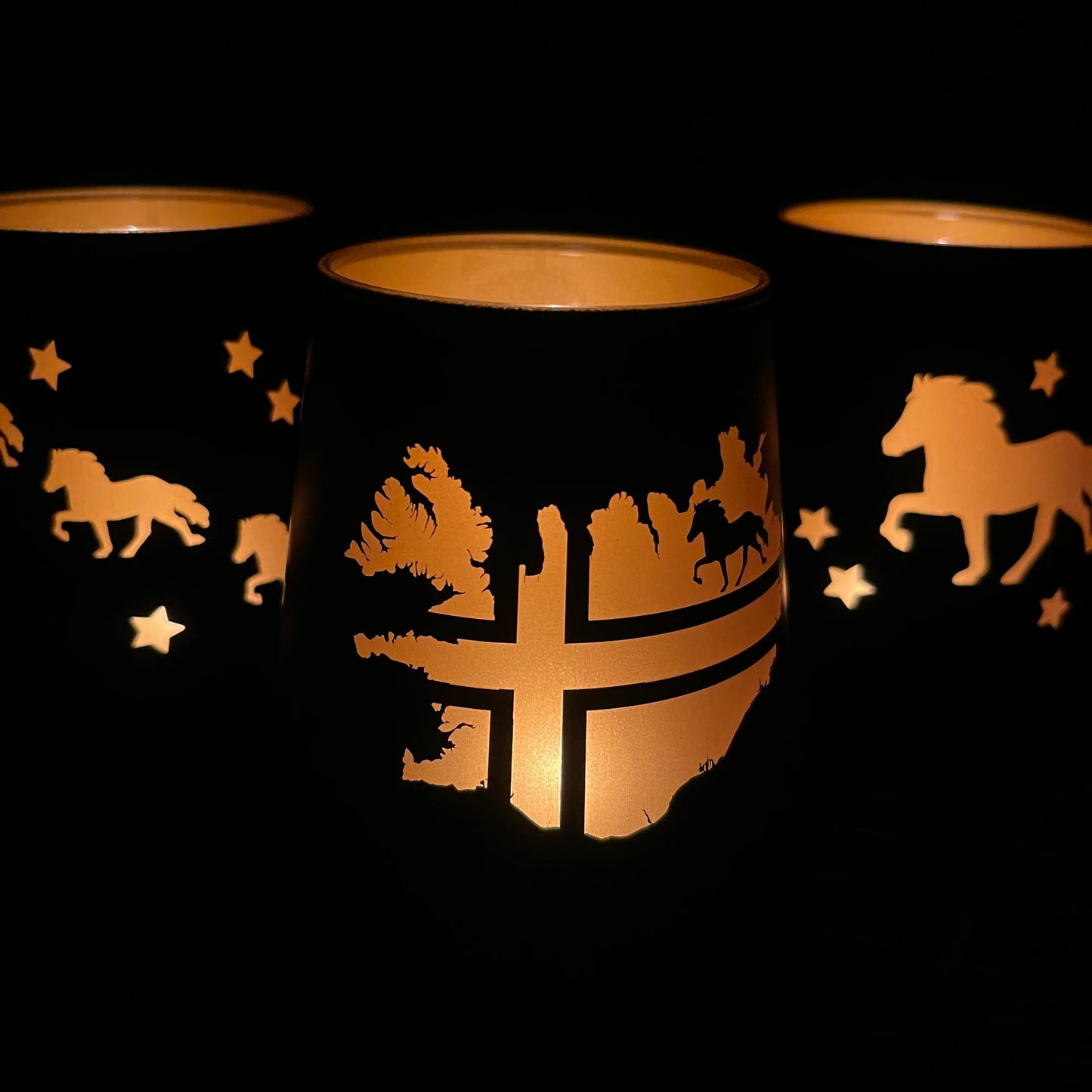 Windlicht aus Glas, schwarz