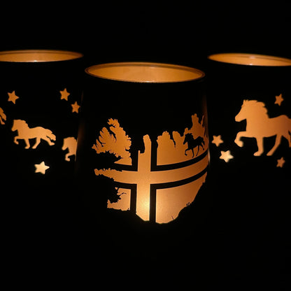 Windlicht aus Glas, schwarz