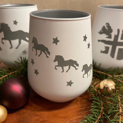 Windlicht aus Glas, weiß